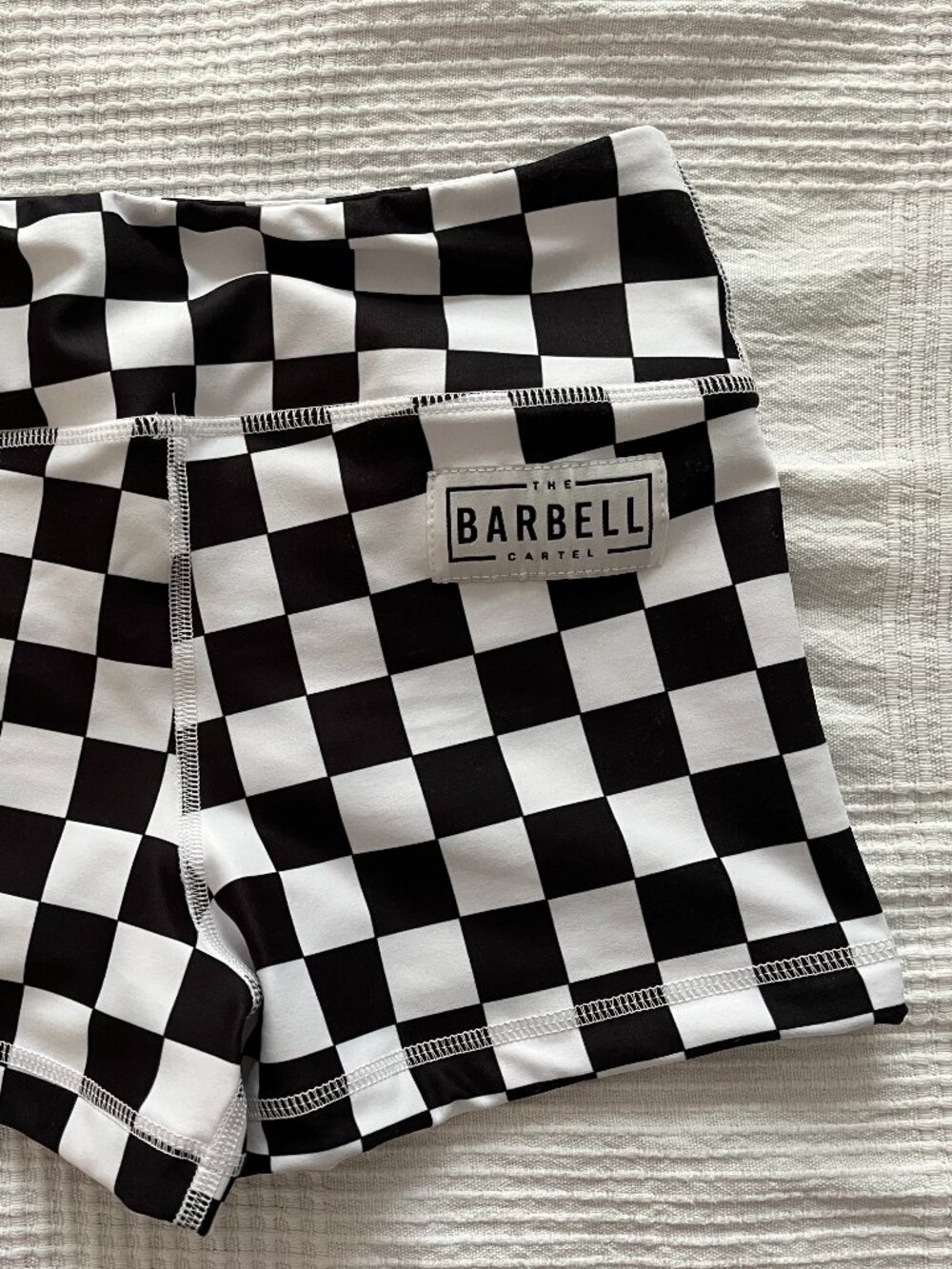 The Barbell Cartel Women's Compression Short - Black and White Check - Picture 3 of 5